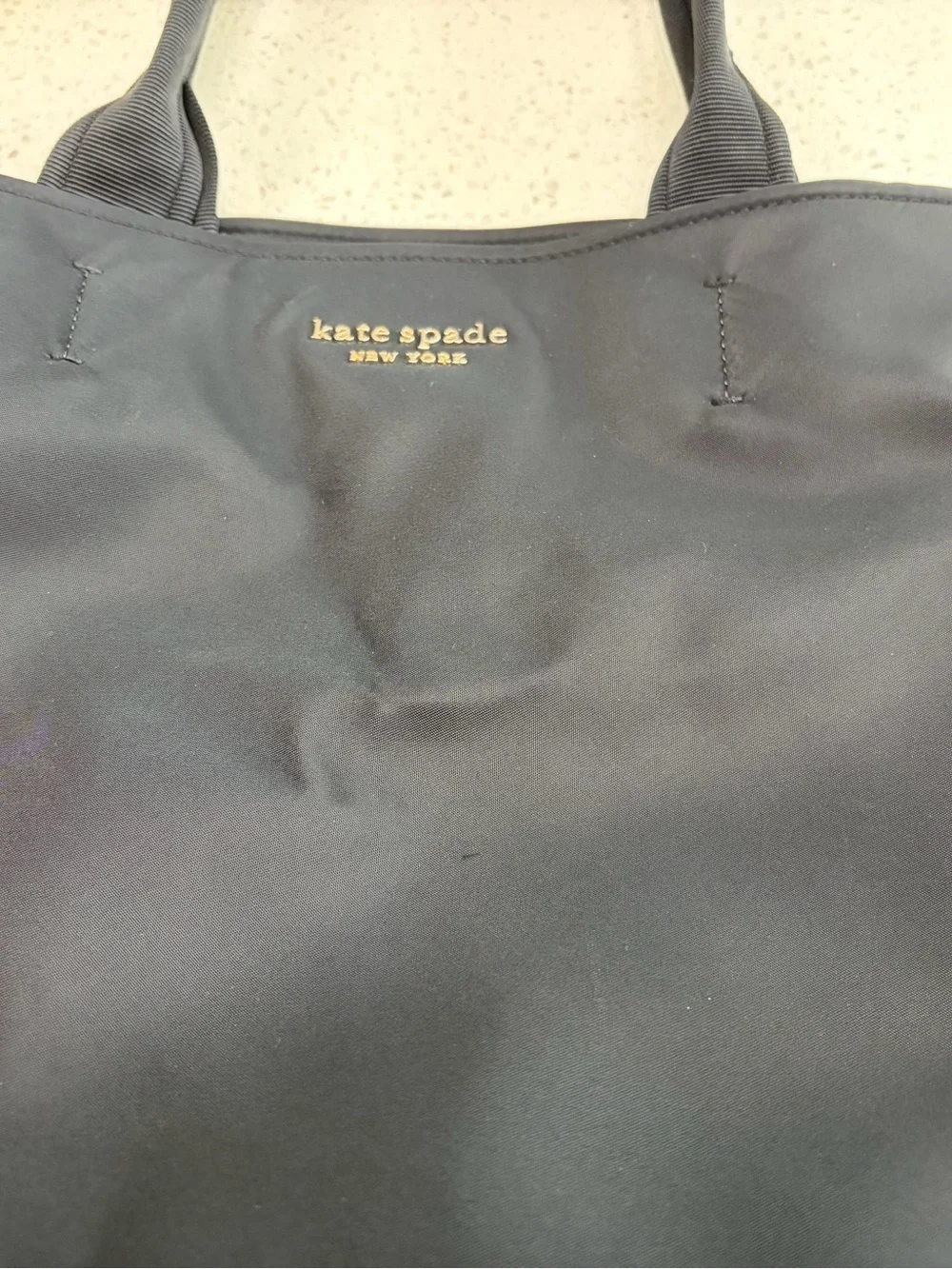 kate spade New York Navy Nylon Tote with Gold Logo